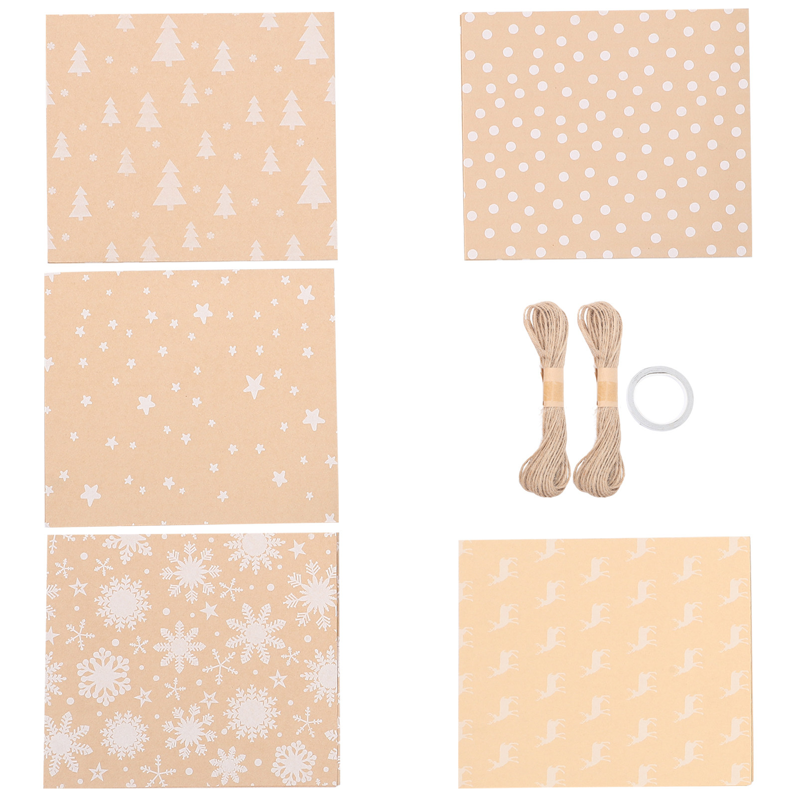 Flower Wrap Kraft - 5Pcs Christmas Wrapping Paper Roll Brown