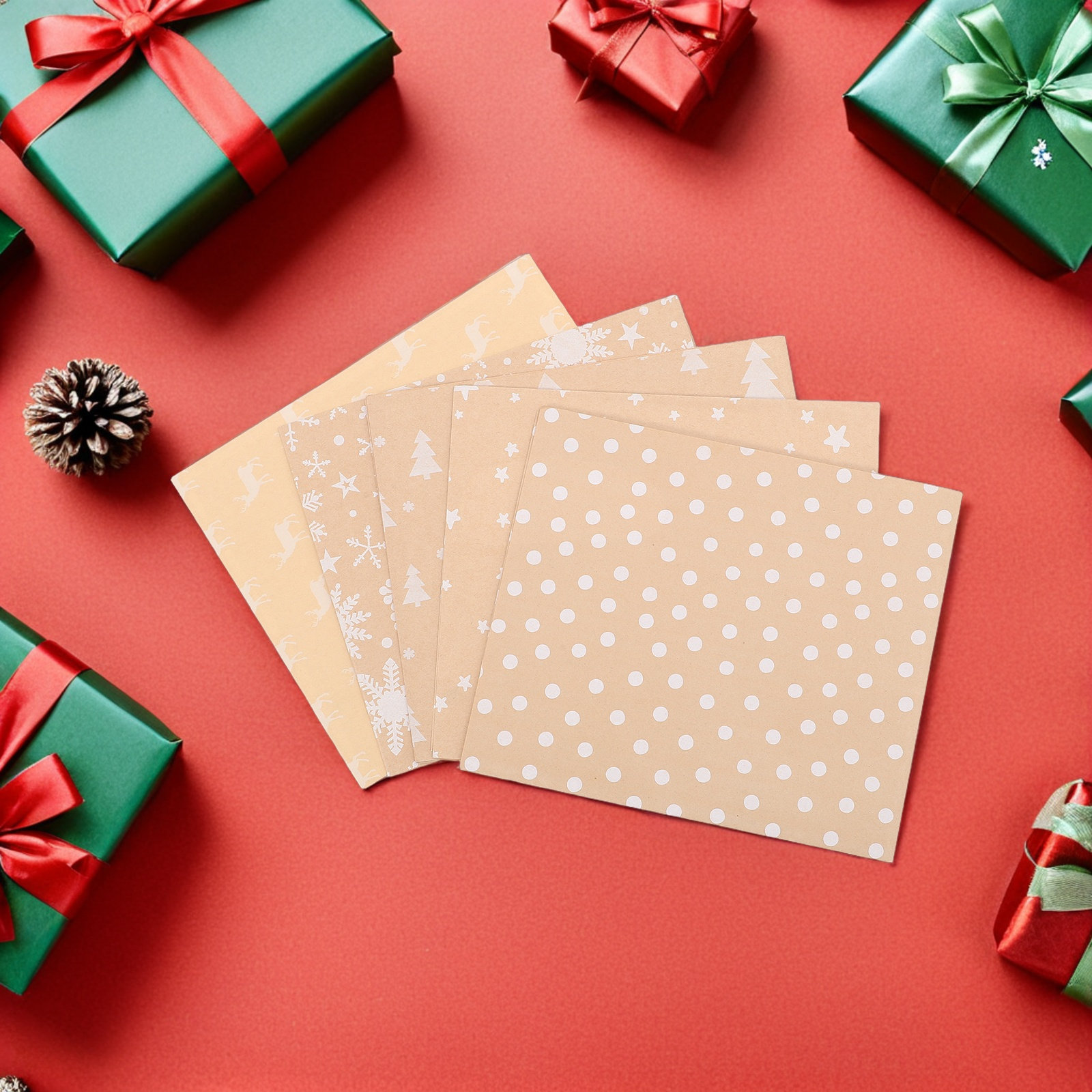 5Pcs Christmas Wrapping Paper  - Flower Wrap Kraft 评论和价格