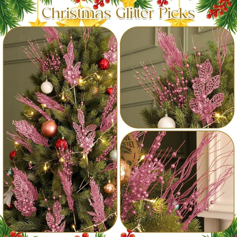 12Pcs Pink Christmas Tree Deco - Florist Supply Bulk 评论和价格