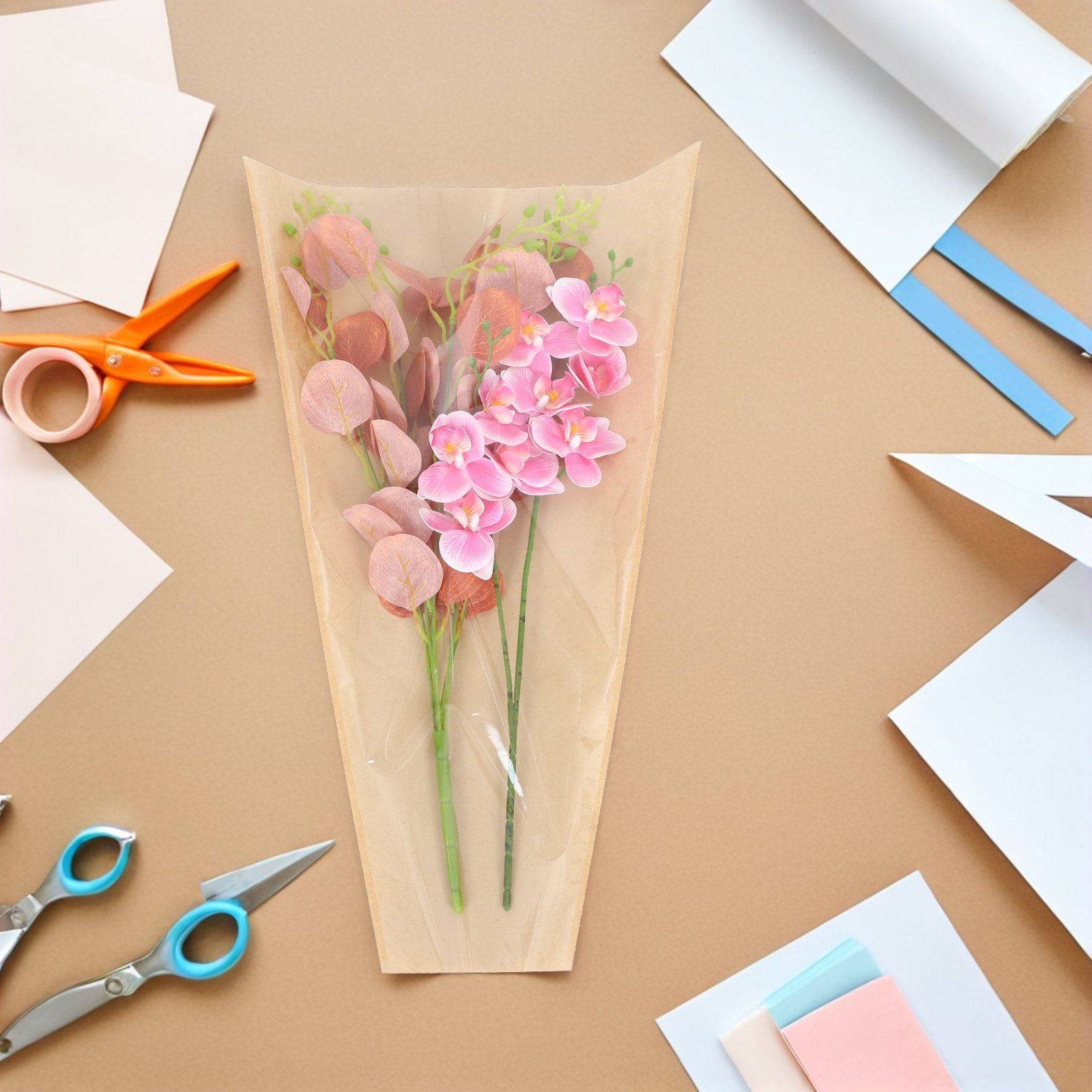 50Pcs Kraft Flower Bags Transp - Flower Wrap Kraft 评论和价格
