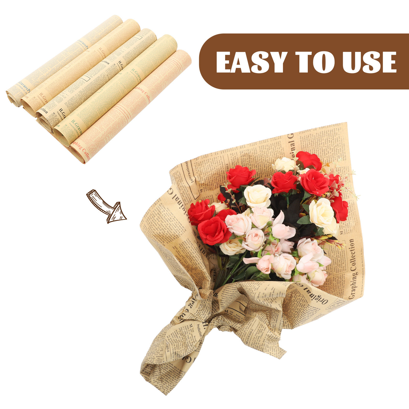 20Pcs Newspaper Wrapping Paper - Flower Wrap Kraft 评论和价格