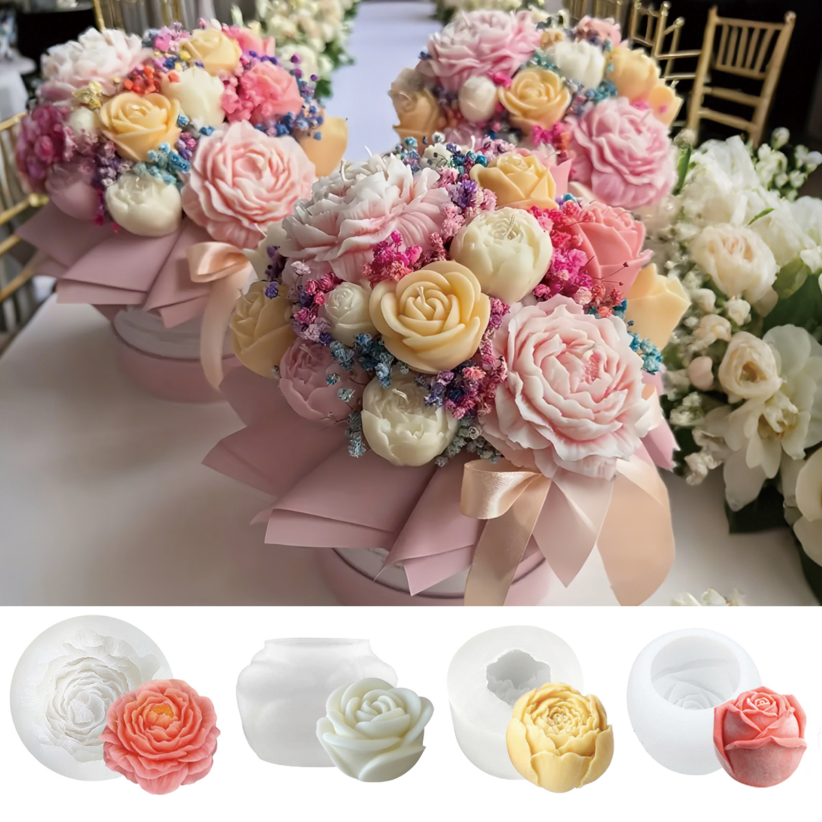 4pcs Floral Mold Set - Peony,  - Florist Supply Bulk 评论和价格