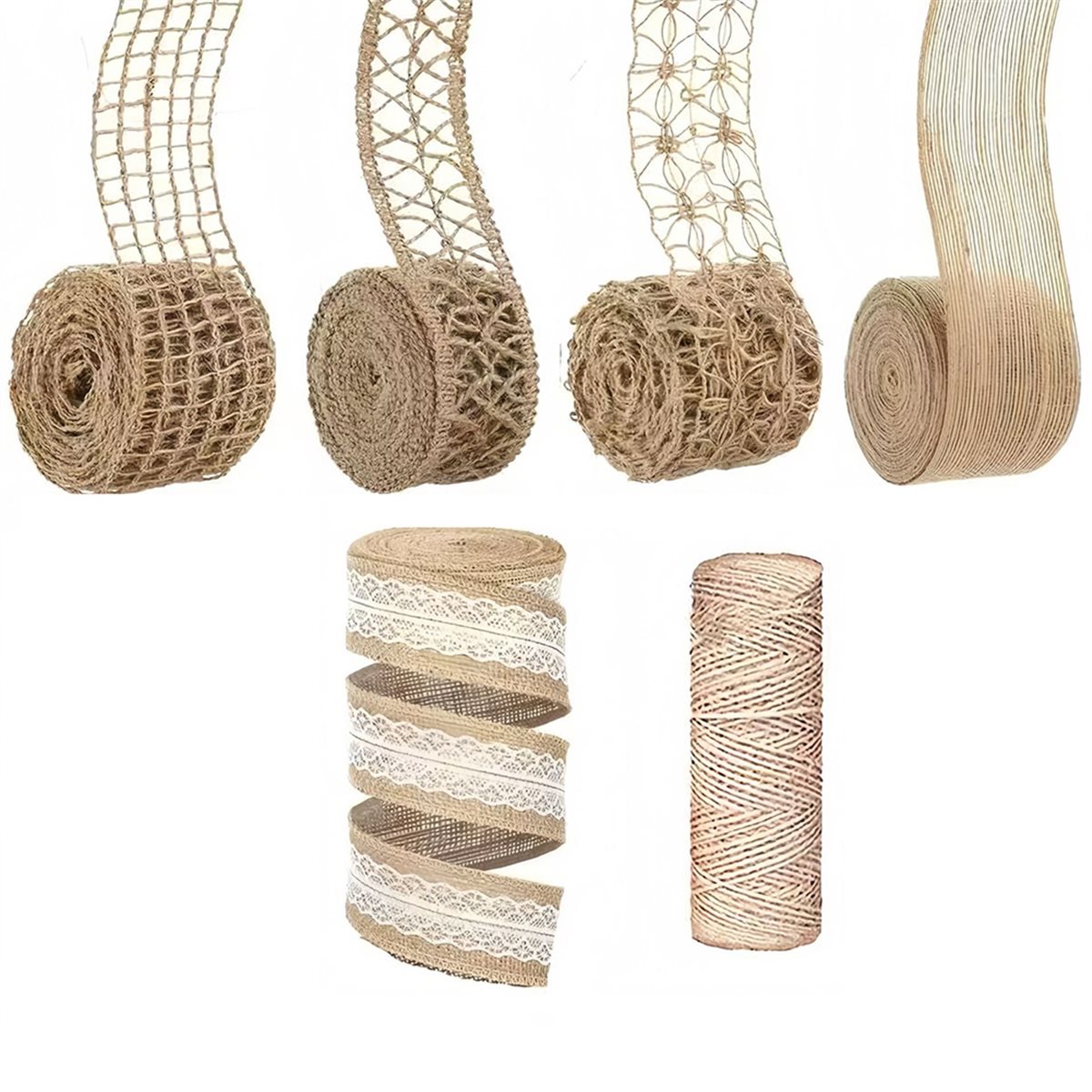 5 Rolls 13ft Burlap Ribbon Wir - Twine Jute Natural 评论和价格