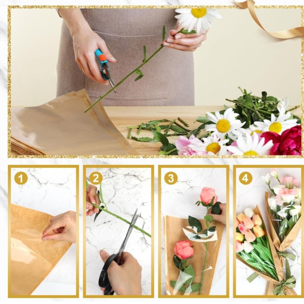 50Pcs DIY Craft Light coffee F - Flower Wrap Kraft 评论和价格